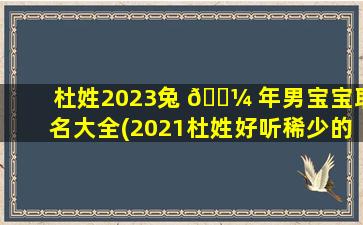 杜姓2023兔 🐼 年男宝宝取名大全(2021杜姓好听稀少的男孩名字)